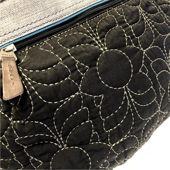 Fossil Key-Per bag Black QUILTED Coated Leather Large - Picture 2 of 11
